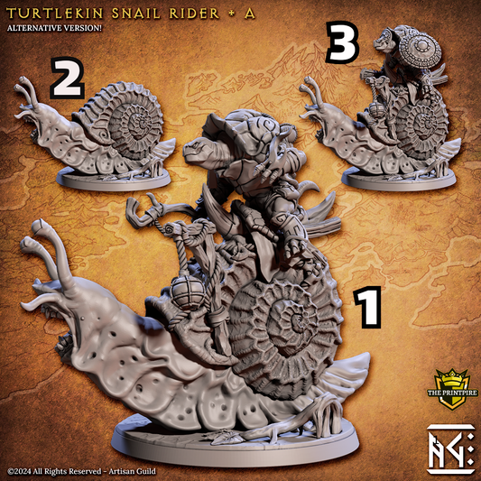 Turtlekin Tortle Snail Rider Design A | Enemy Character | Resin Mini Miniature Figure Scale Model | Dungeons & Dragons Pathfinder etc.