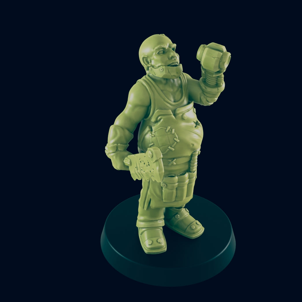 Wasteland Butcher | Cyberpunk Surgeon | Post Apocalypse Bad Guy Miniature Figure | Wasteland Warfare Cyber Punk Dystopian Future | 32mm Scale Model