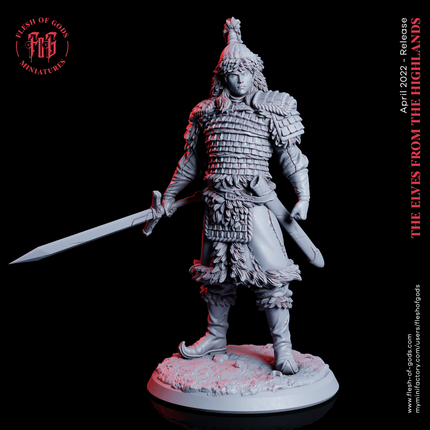 Highland Elf Fighter Mini Miniature Figure Model RPG Fantasy Games Dungeons & Dragons Tabletop Gaming