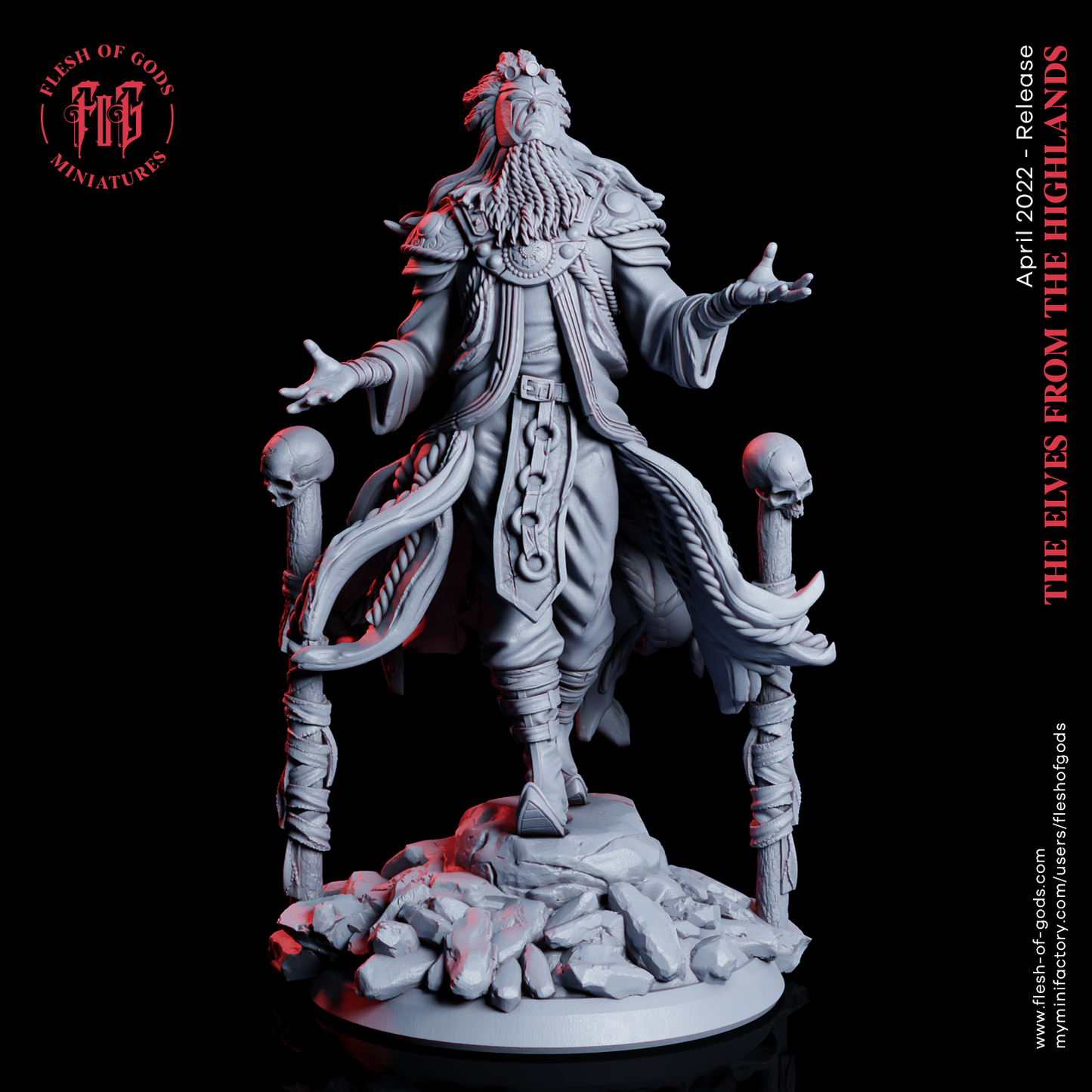 Highland Elf Shaman Mini Miniature Figure Model RPG Fantasy Games Dungeons & Dragons Tabletop Gaming