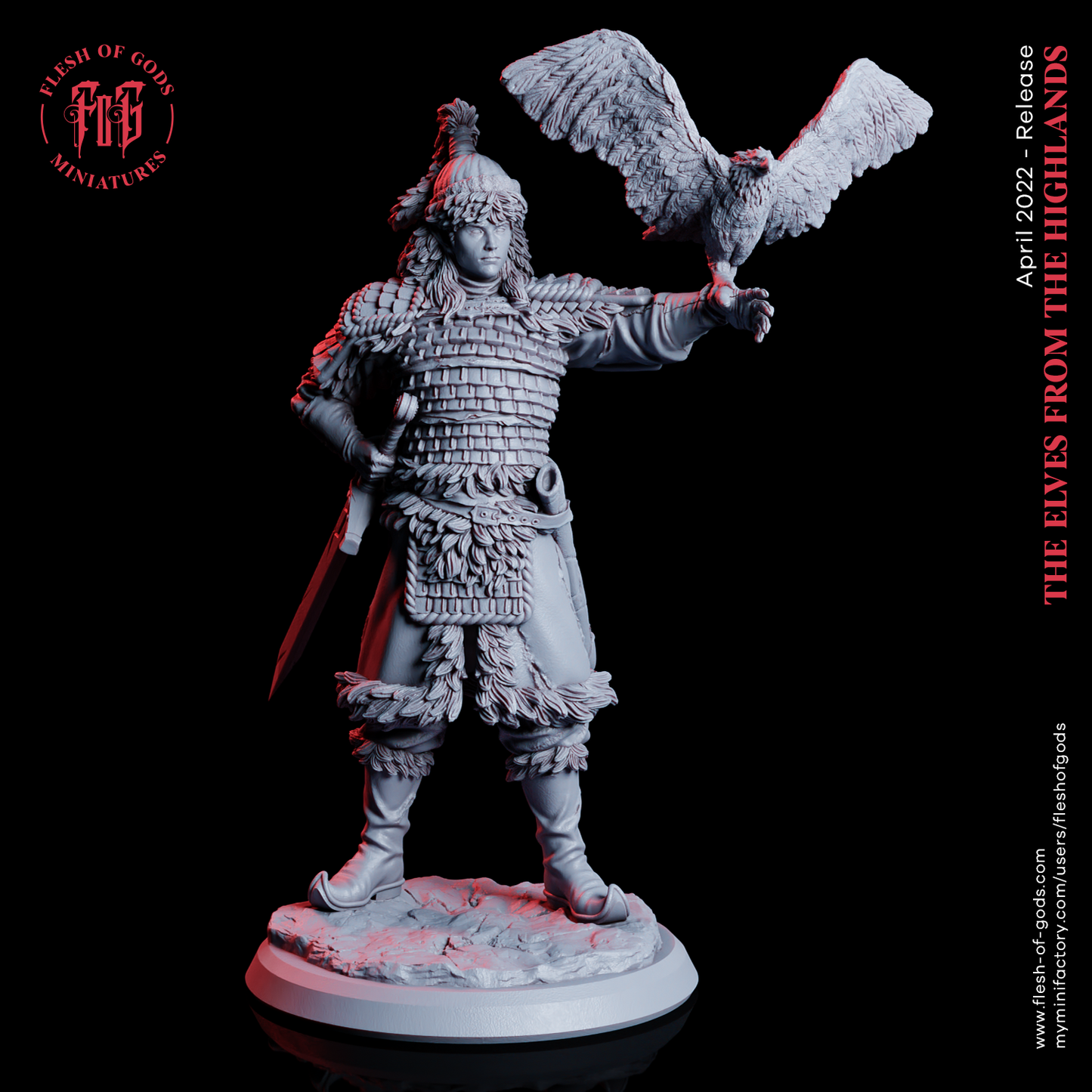 Highland Elf Hunter Ranger Mini Miniature Figure Model RPG Fantasy Games Dungeons & Dragons Tabletop Gaming