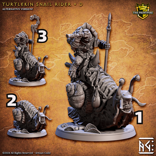 Turtlekin Tortle Snail Rider Design D | Enemy Character | Resin Mini Miniature Figure Scale Model | Dungeons & Dragons Pathfinder etc.