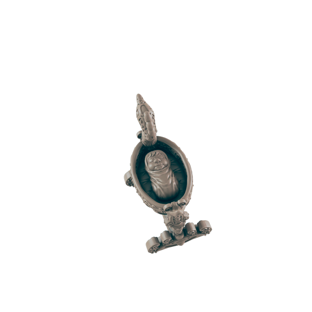 Baby Mini | Infant in Cradle Luxury Style | DnD Wargaming Mini | RPG Character | NPC Figure | 32mm Scale Model | for Dungeons and Dragons, Pathfinder, etc.