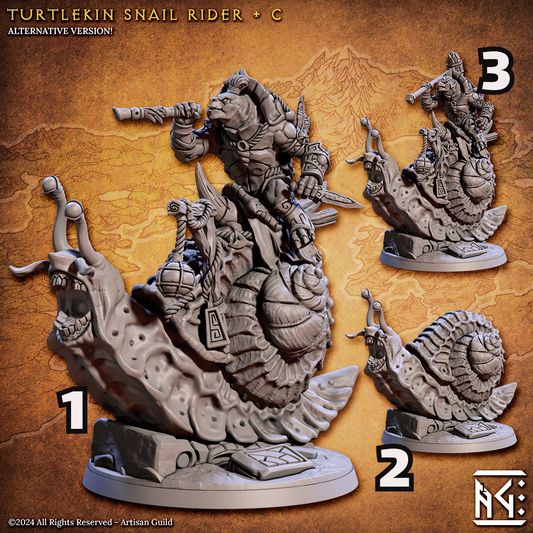 Turtlekin Tortle Snail Rider Design C | Enemy Character | Resin Mini Miniature Figure Scale Model | Dungeons & Dragons Pathfinder etc.