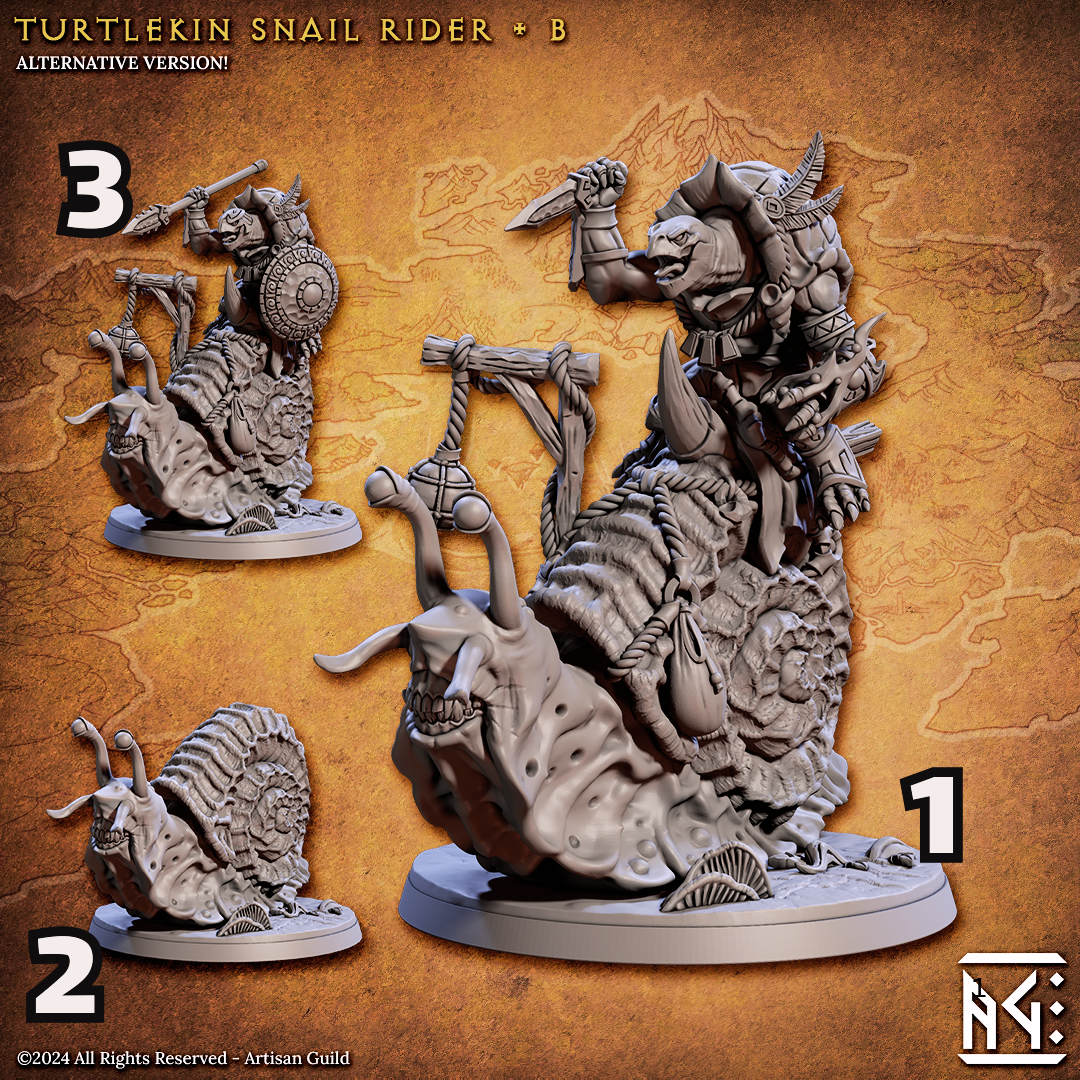 Turtlekin Tortle Snail Rider Design B|  Enemy Character | Resin Mini Miniature Figure Scale Model | Dungeons & Dragons Pathfinder etc.
