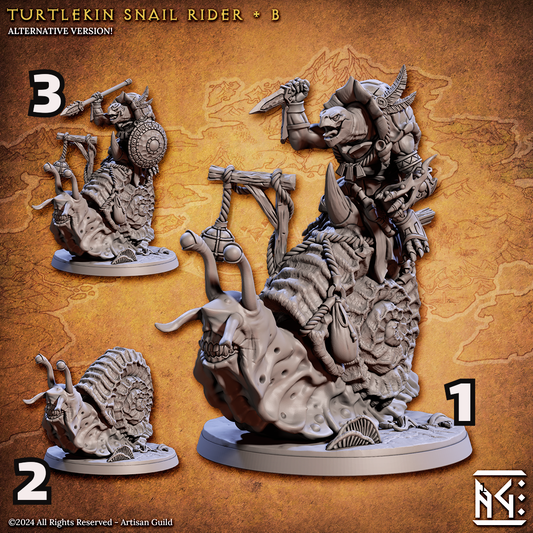 Turtlekin Tortle Snail Rider Design B|  Enemy Character | Resin Mini Miniature Figure Scale Model | Dungeons & Dragons Pathfinder etc.