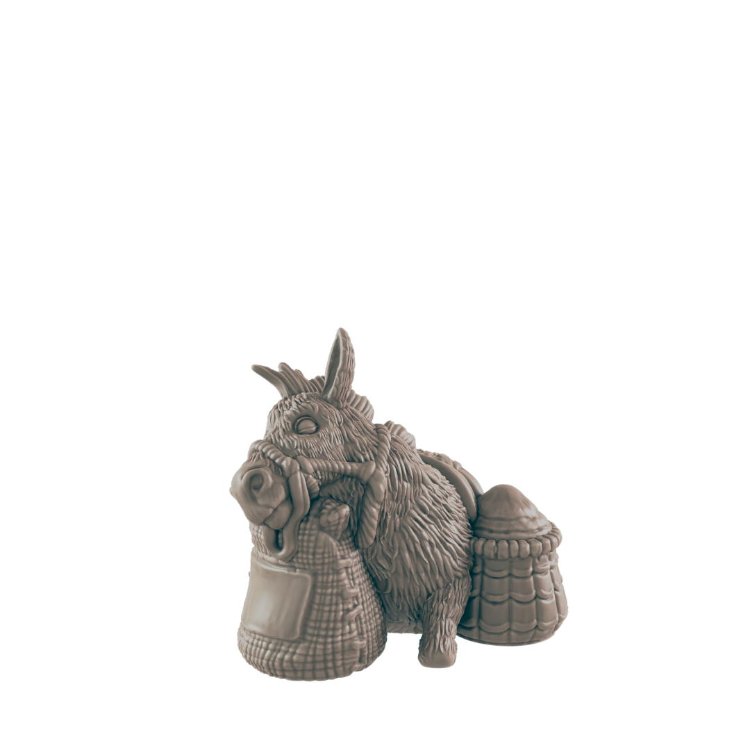 Resting Donkey Mini | Farm and Work Animal | Townsfolk NPC Figure | DnD Wargaming Mini | RPG Character | 32mm Scale Model | for Dungeons and Dragons, Pathfinder, etc.
