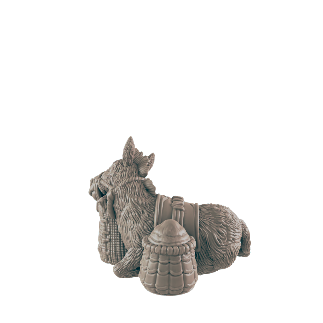 Resting Donkey Mini | Farm and Work Animal | Townsfolk NPC Figure | DnD Wargaming Mini | RPG Character | 32mm Scale Model | for Dungeons and Dragons, Pathfinder, etc.
