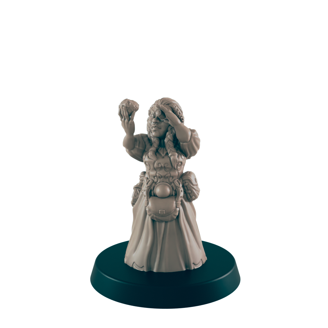 Dwarf Mini | Merchant Shopkeeper | Female Townsfolk NPC Figure | DnD Wargaming Mini | RPG Character | 32mm Scale Model | for Dungeons and Dragons, Pathfinder, etc.