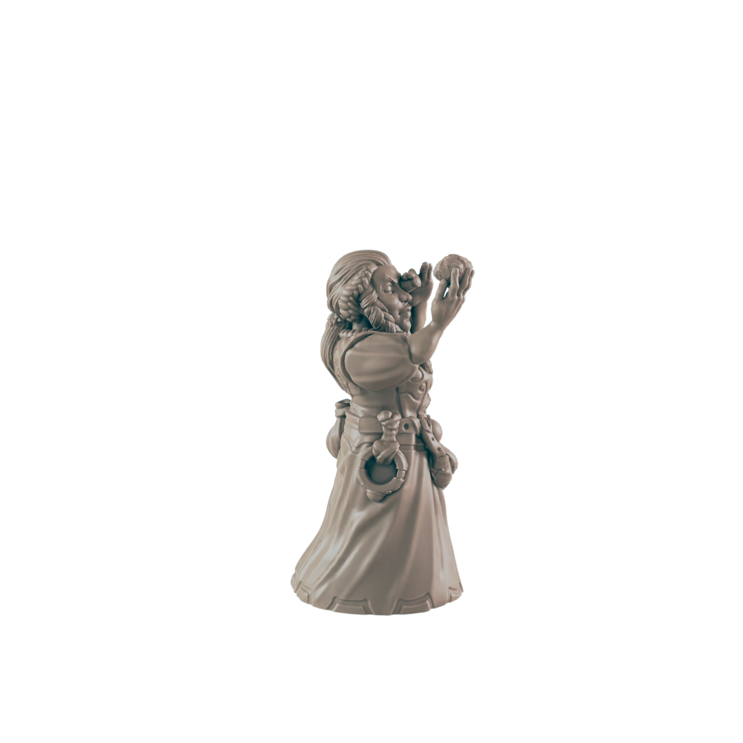 Dwarf Mini | Merchant Shopkeeper | Female Townsfolk NPC Figure | DnD Wargaming Mini | RPG Character | 32mm Scale Model | for Dungeons and Dragons, Pathfinder, etc.
