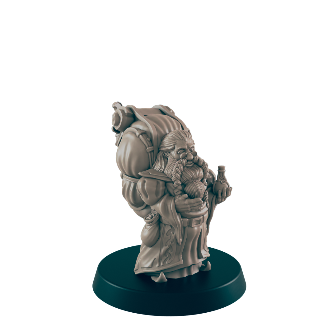Dwarf Mini | Travelling Merchant | Male Townsfolk NPC Figure | DnD Wargaming Mini | RPG Character | 32mm Scale Model | for Dungeons and Dragons, Pathfinder, etc.