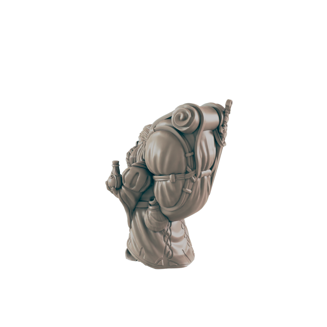 Dwarf Mini | Travelling Merchant | Male Townsfolk NPC Figure | DnD Wargaming Mini | RPG Character | 32mm Scale Model | for Dungeons and Dragons, Pathfinder, etc.
