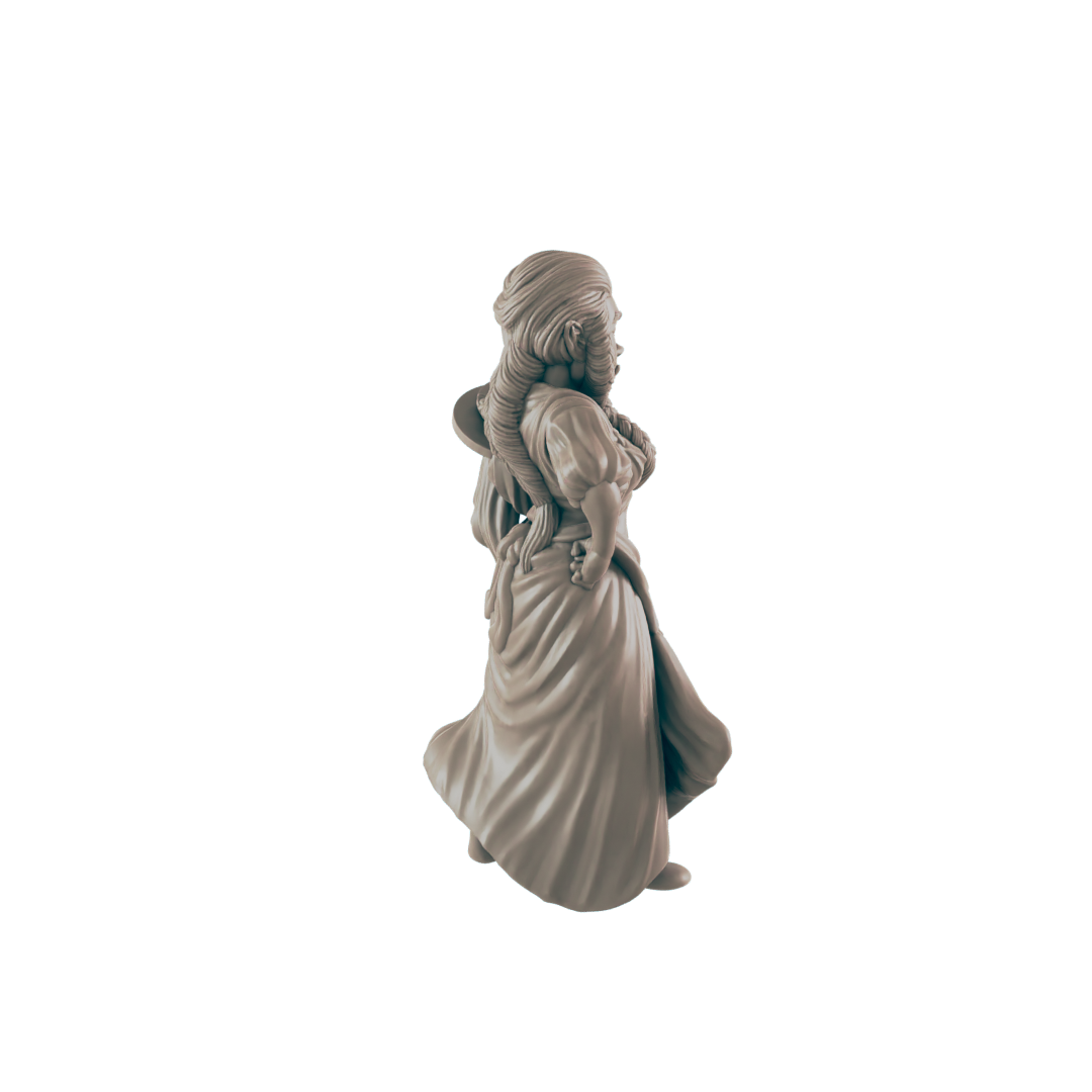 Half Orc Mini | Barmaid Waitress | Female Monster Townsfolk NPC Figure | DnD Wargaming Mini | RPG Character | 32mm Scale Model | for Dungeons and Dragons, Pathfinder, etc.