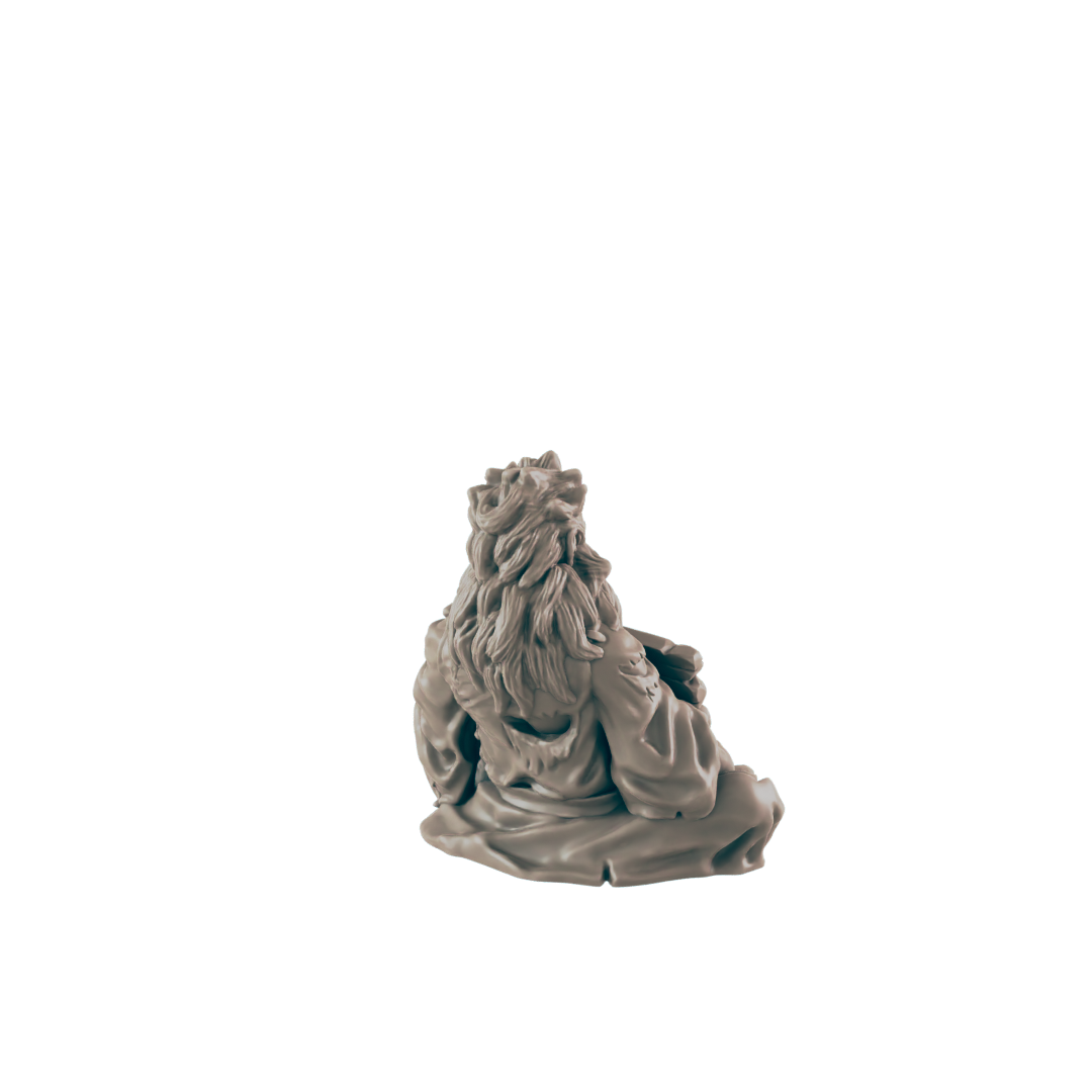 Human Mini | Beggar w/ Sign | Male Townsfolk NPC Figure | DnD Wargaming Mini | RPG Character | 32mm Scale Model | for Dungeons and Dragons, Pathfinder, etc.