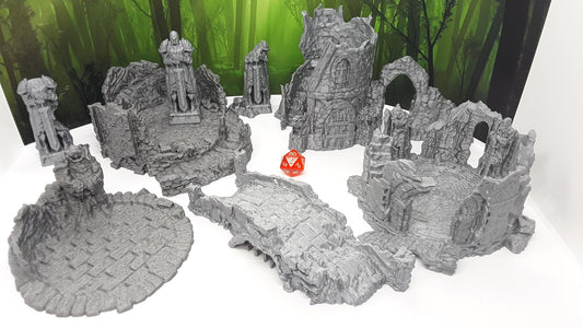 9 Piece Ruins Set Scatter Terrain Scenery 28mm Dungeons & Dragons 3D Printed Mini Miniature Model Tabletop War Gaming Wilds of Wintertide