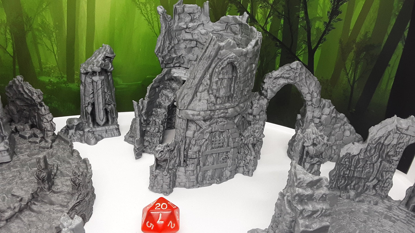 9 Piece Ruins Set Scatter Terrain Scenery 28mm Dungeons & Dragons 3D Printed Mini Miniature Model Tabletop War Gaming Wilds of Wintertide