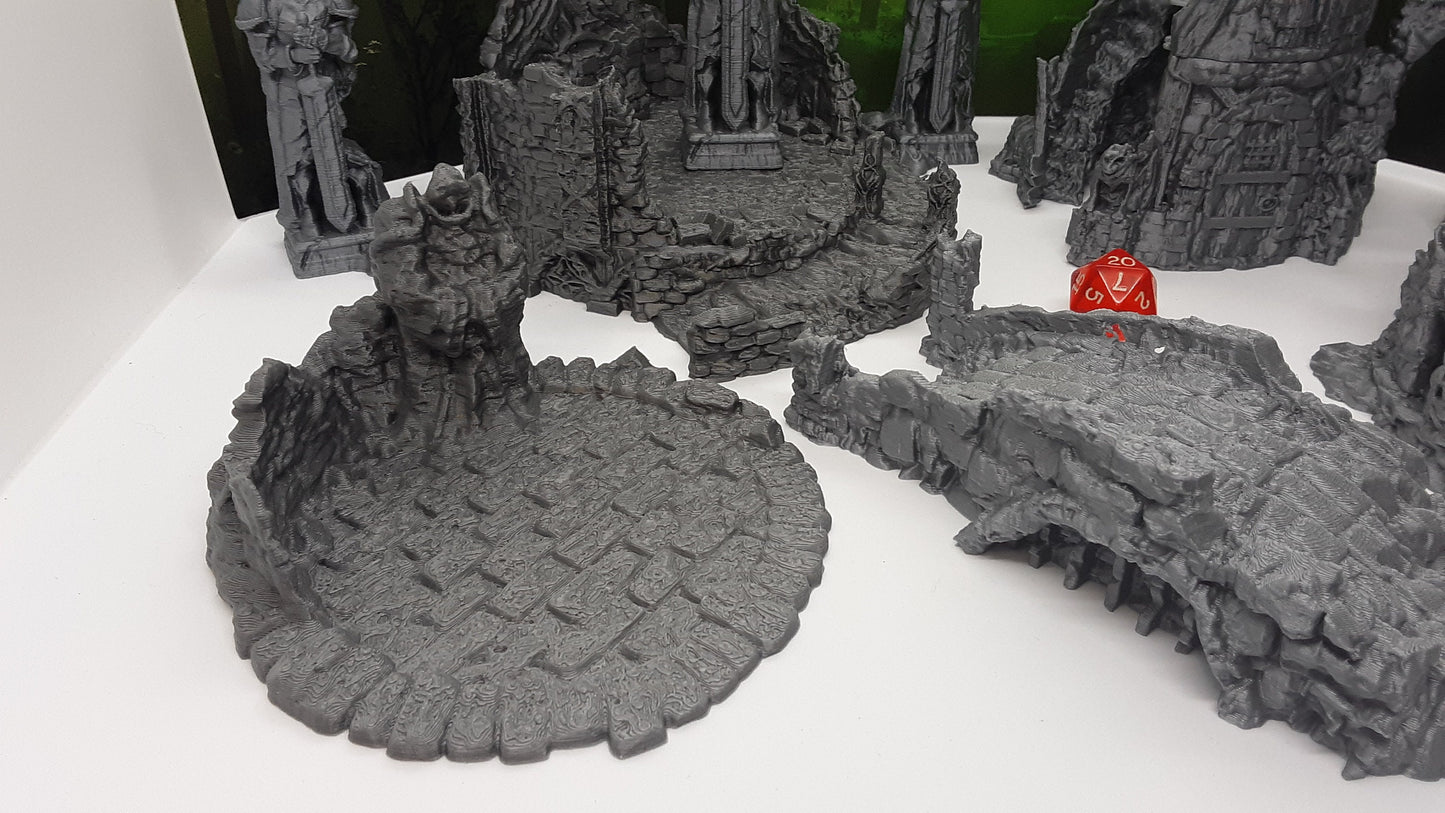 9 Piece Ruins Set Scatter Terrain Scenery 28mm Dungeons & Dragons 3D Printed Mini Miniature Model Tabletop War Gaming Wilds of Wintertide
