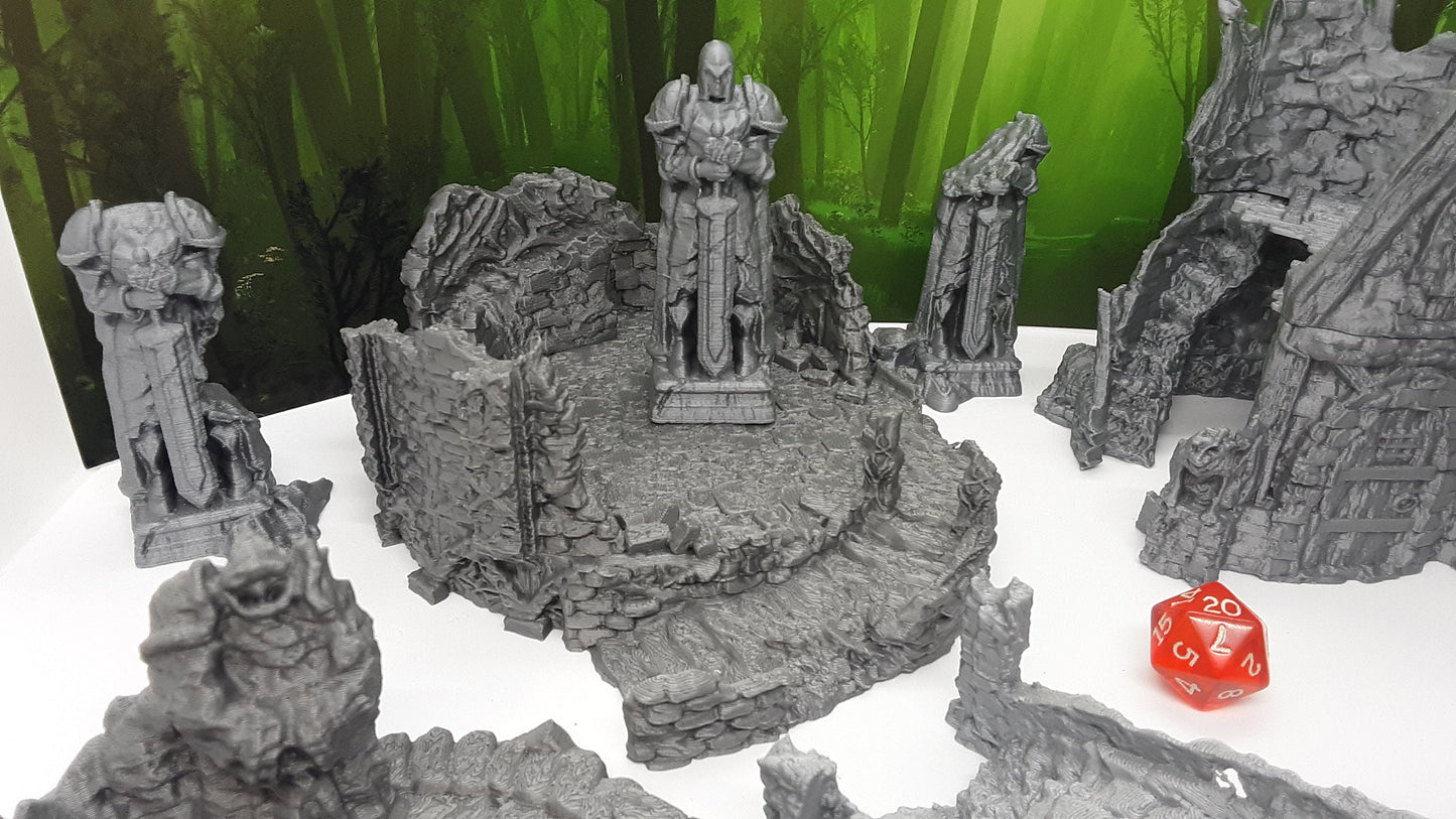 9 Piece Ruins Set Scatter Terrain Scenery 28mm Dungeons & Dragons 3D Printed Mini Miniature Model Tabletop War Gaming Wilds of Wintertide