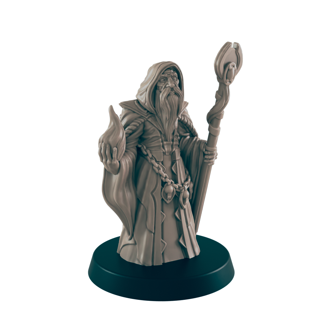 Retired Sorcerer Mini | Elderly Old Wizard | Dungeons and Dragons NPC Figure | Pathfinder DnD Wargaming RPG Character | 32mm Scale Model