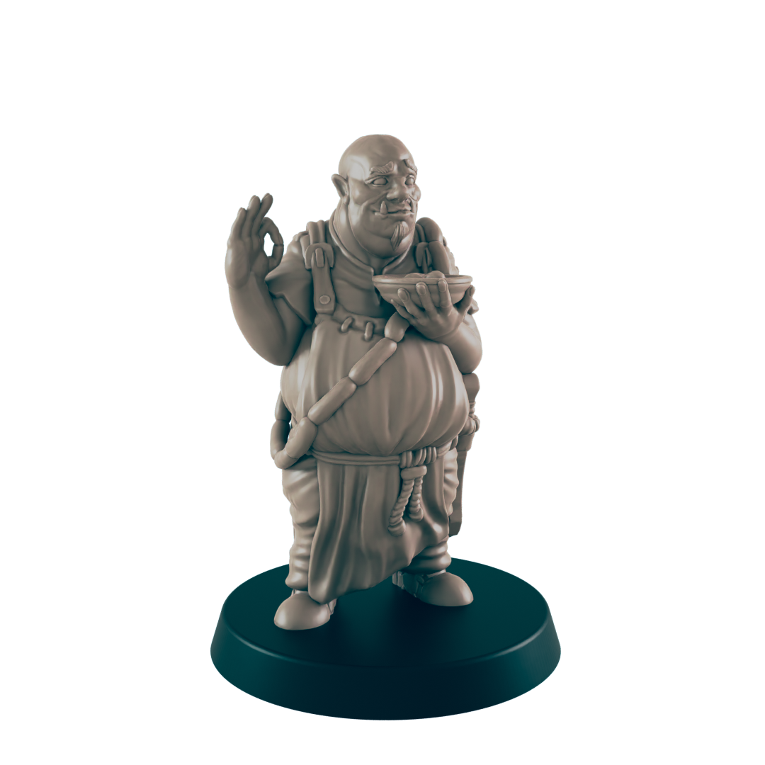 Half Orc Mini | Head Chef | Male Monster Townsfolk NPC Figure | DnD Wargaming Mini | RPG Character | 32mm Scale Model | for Dungeons and Dragons, Pathfinder, etc.