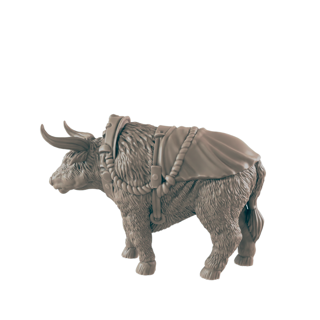 Harnessed Oxen Mini | Farm and Work Animal | Townsfolk NPC Figure | DnD Wargaming Mini | RPG Character | 32mm Scale Model | for Dungeons and Dragons, Pathfinder, etc.