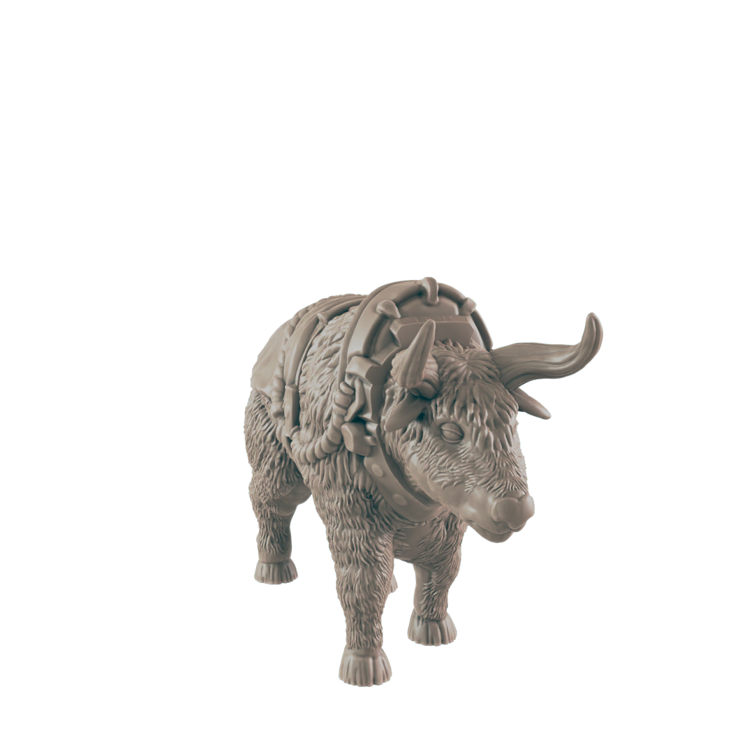 Harnessed Oxen Mini | Farm and Work Animal | Townsfolk NPC Figure | DnD Wargaming Mini | RPG Character | 32mm Scale Model | for Dungeons and Dragons, Pathfinder, etc.