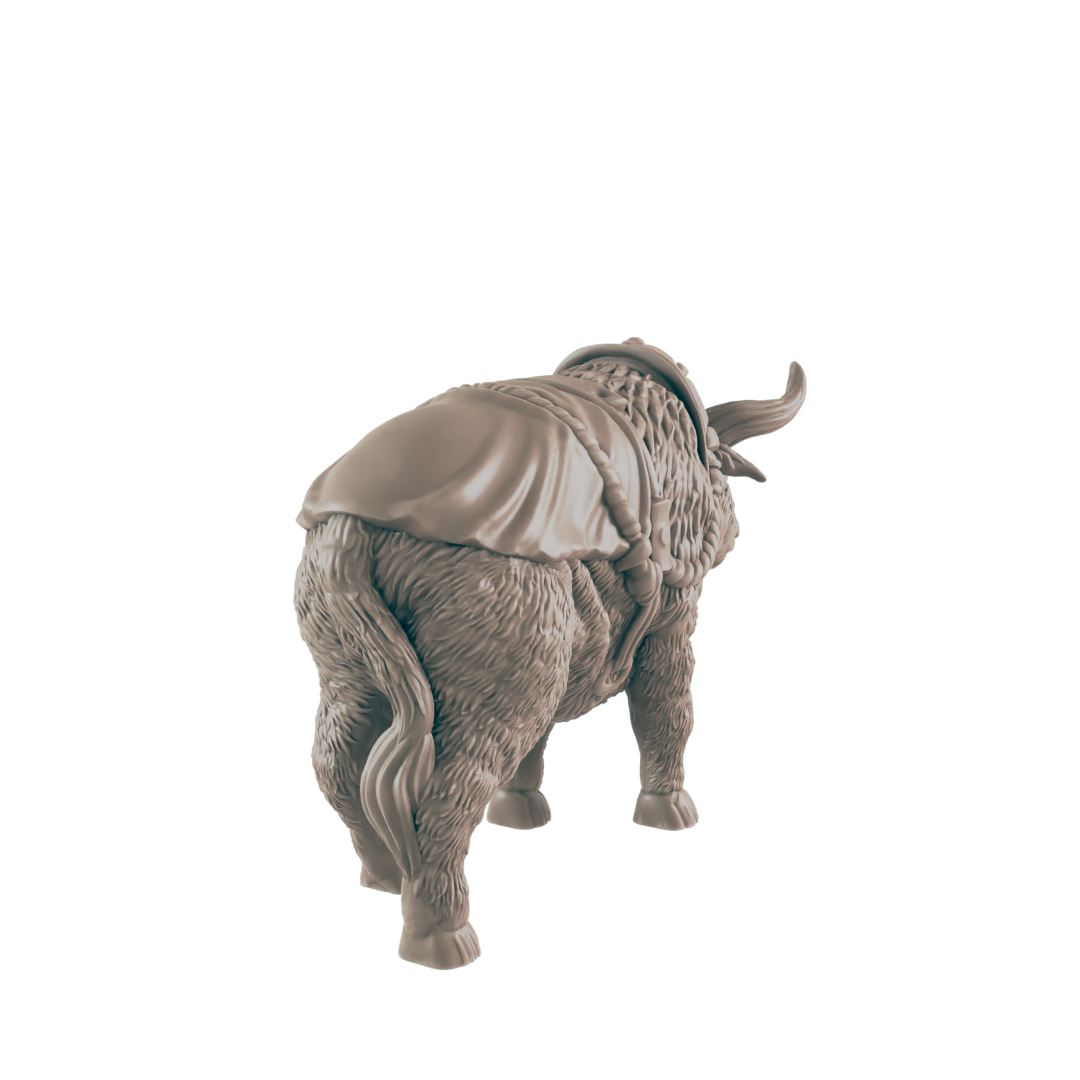Harnessed Oxen Mini | Farm and Work Animal | Townsfolk NPC Figure | DnD Wargaming Mini | RPG Character | 32mm Scale Model | for Dungeons and Dragons, Pathfinder, etc.