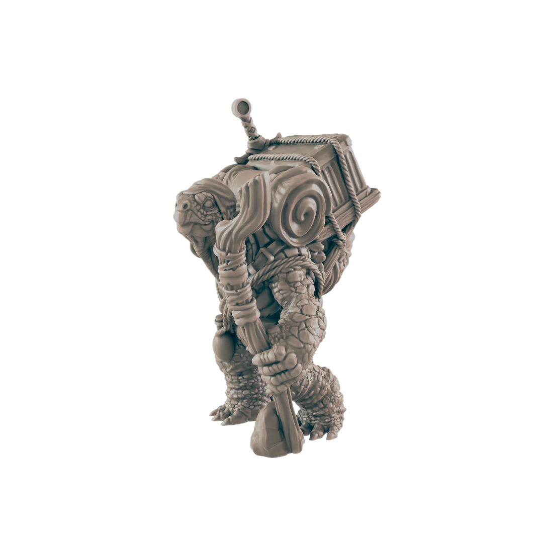 Turtlefolk Mini | Traveliing Merchant | Male Townsfolk NPC Figure | DnD Wargaming Mini | RPG Character | 32mm Scale Model | for Dungeons and Dragons, Pathfinder, etc.