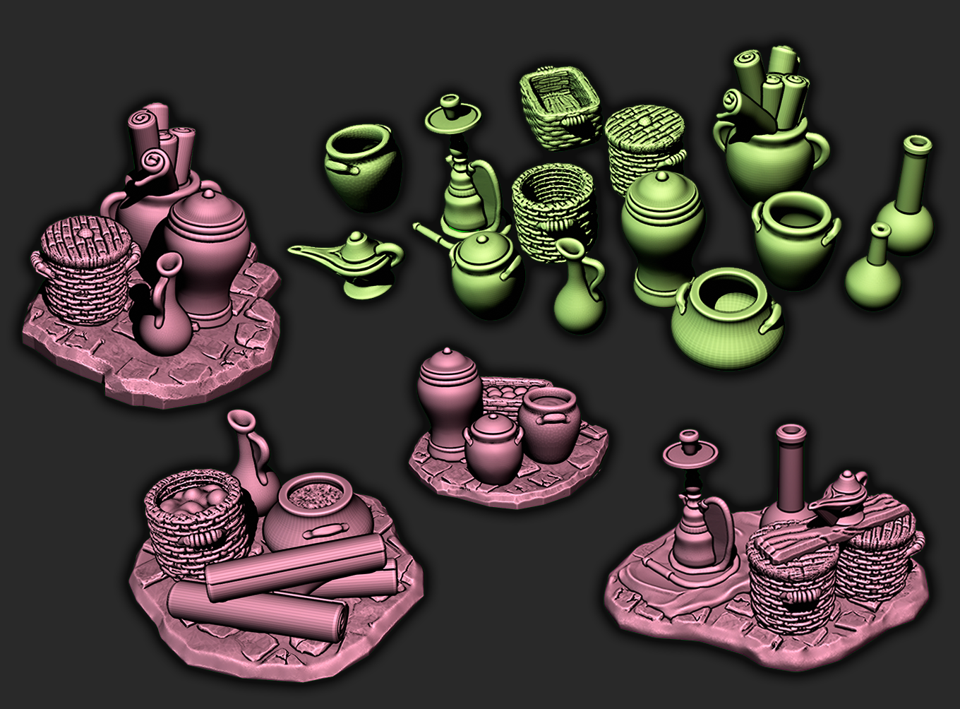 12 Piece Set Market Bazaar Shop Scatter Terrain Scenery Mini Miniatures Tabletop