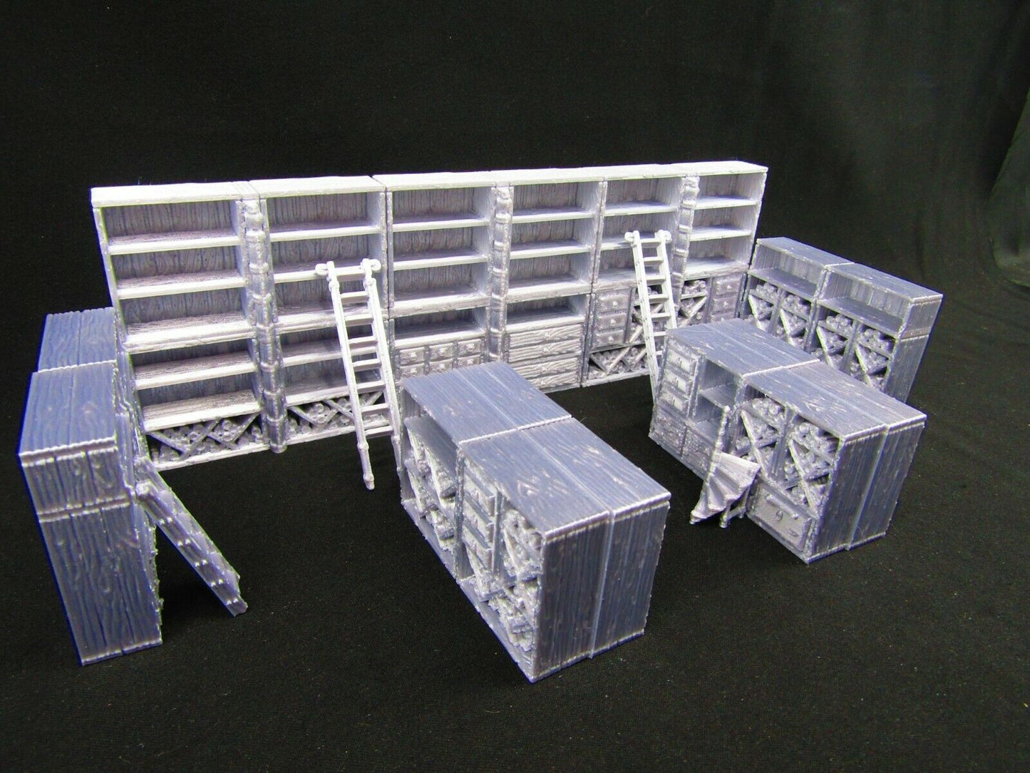 19pc Book Shelves Library Set Scatter Terrain Scenery 3D Printed Mini Miniature