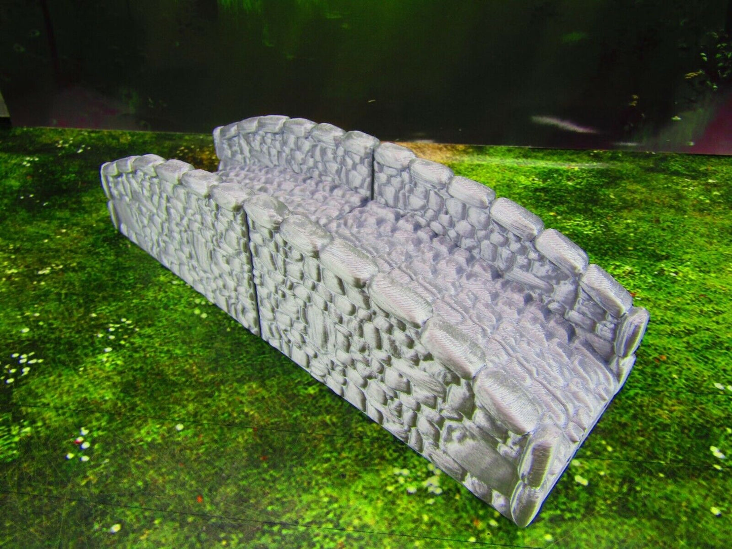 Modular Stone Bridge Sloped w/ Walls Scatter Terrain Scenery 3D Printed Mini