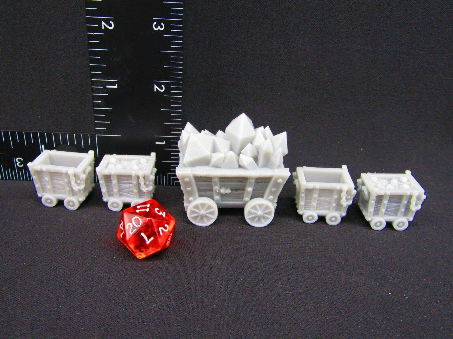 5pc Mine Carts Scatter Terrain Scenery 3D Printed Mini Miniature Model 28/32mm
