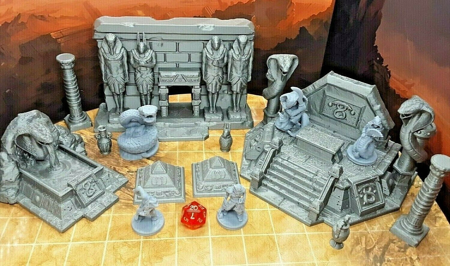 15 Piece Egyptian Tomb Snakefolk Snake God Encounter Set Scatter Terrain