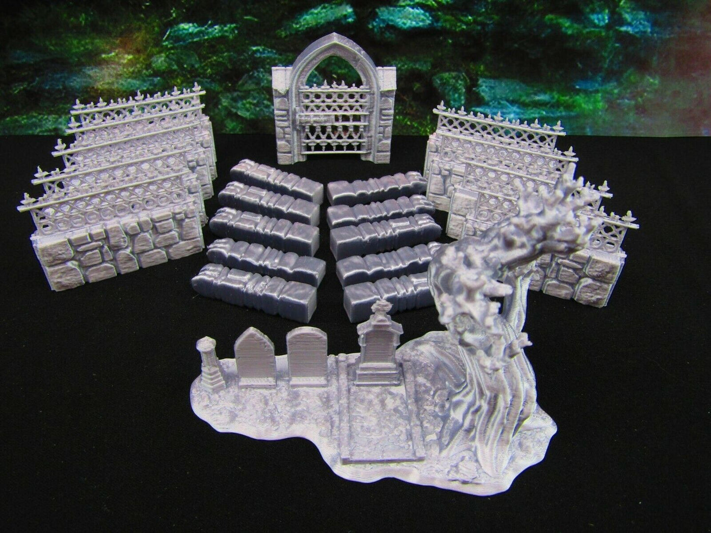 21pc Wrought Iron Fencing Set Family Burials Graveyard Cemetery Scatter Terrain