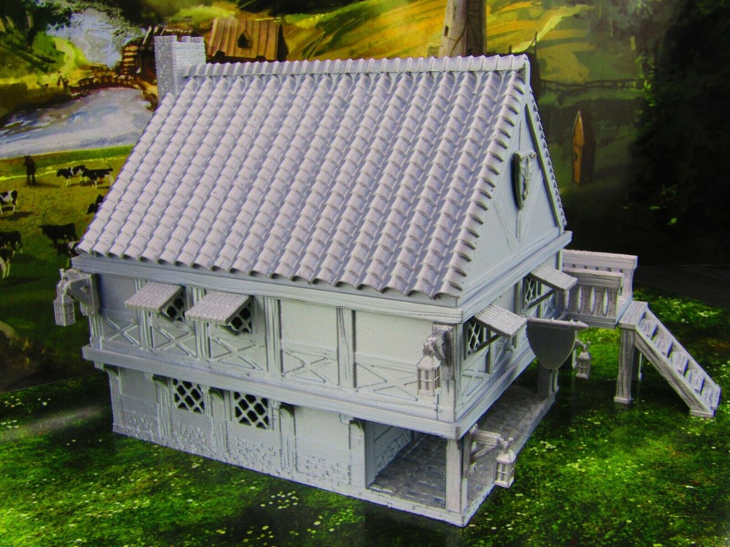 Two Story Tavern & Inn / House Scatter Terrain Scenery 3D Printed Model 28/32mm