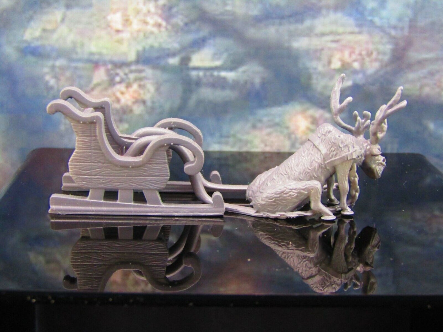 Chaindeer Evil Christmas Reindeer W/ Sleigh Mini Miniature Model Character