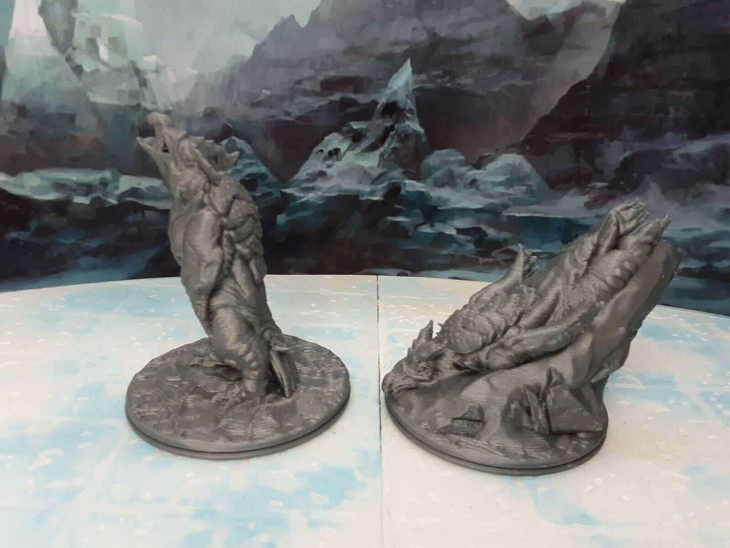 2x Dire Penguin Monsters Miniature Mini Figure Dungeons & Dragons D&D Model