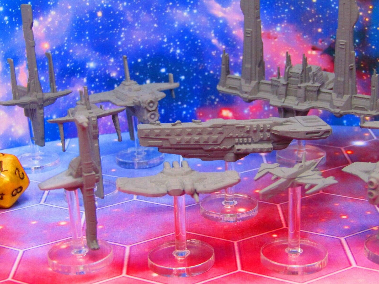 14pc Harmonium Alliance Military Space War Gaming Set w/ Flight Stands & Rods
