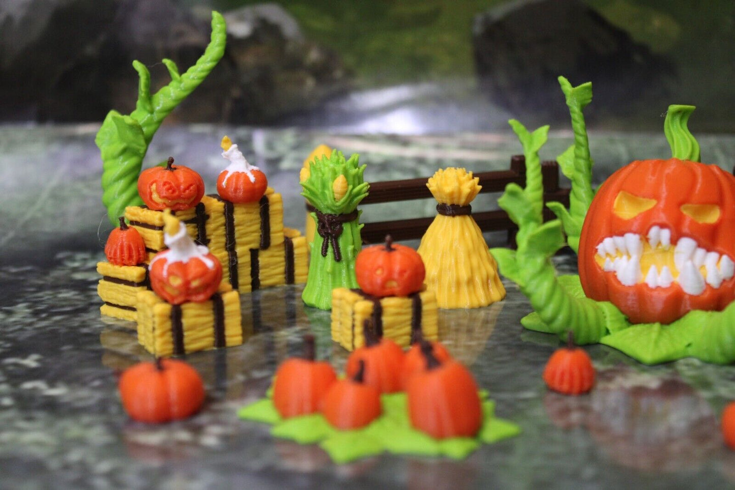 32pc Color Patchmaster Pumpkin Monster Jack o Lantern Encounter Scatter Terrain