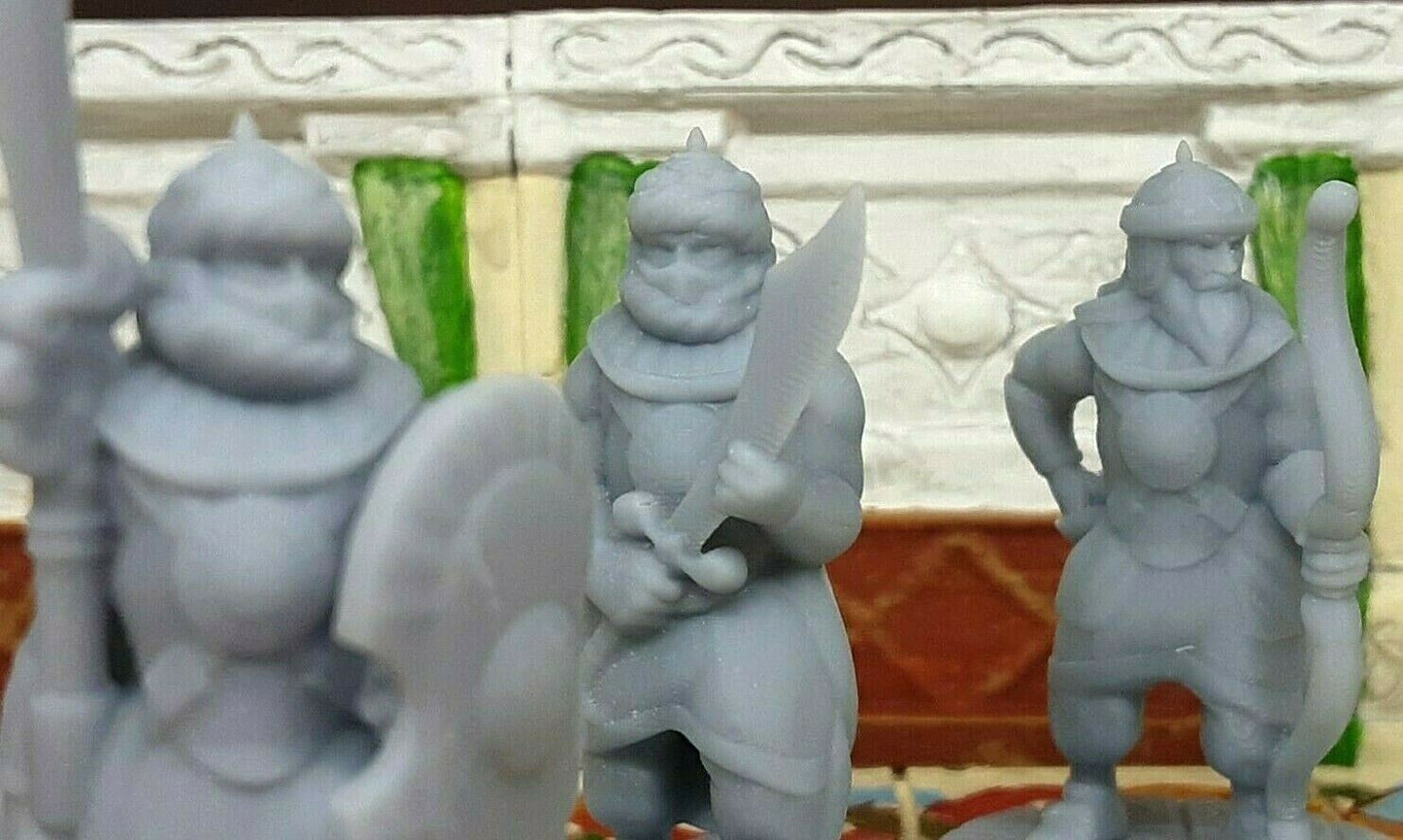 3x Palace Soldiers Guards Fighters Mini Miniature Figure 28-32MM Resin Printed