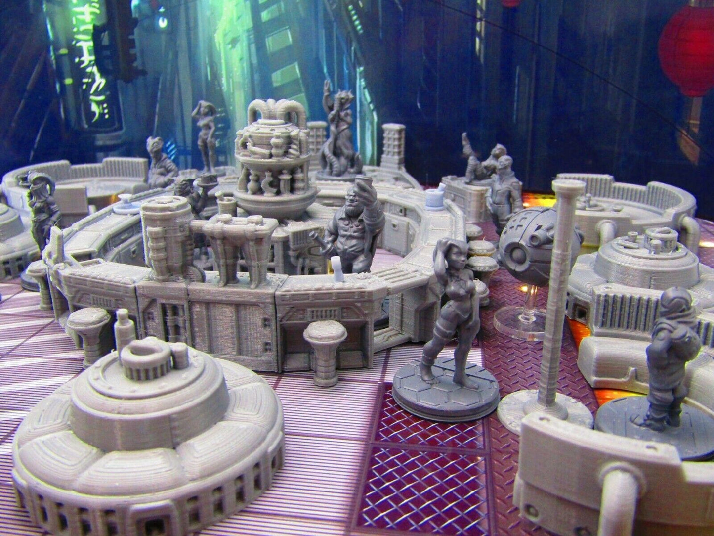50pc Sci Fi Modular Bar Night Club Scenery Terrain Set w/ Miniatures 3D Print