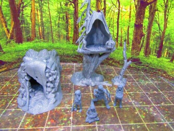 Prehistoric Tribal Family & Home Scatter Terrain Scenery 3D Print