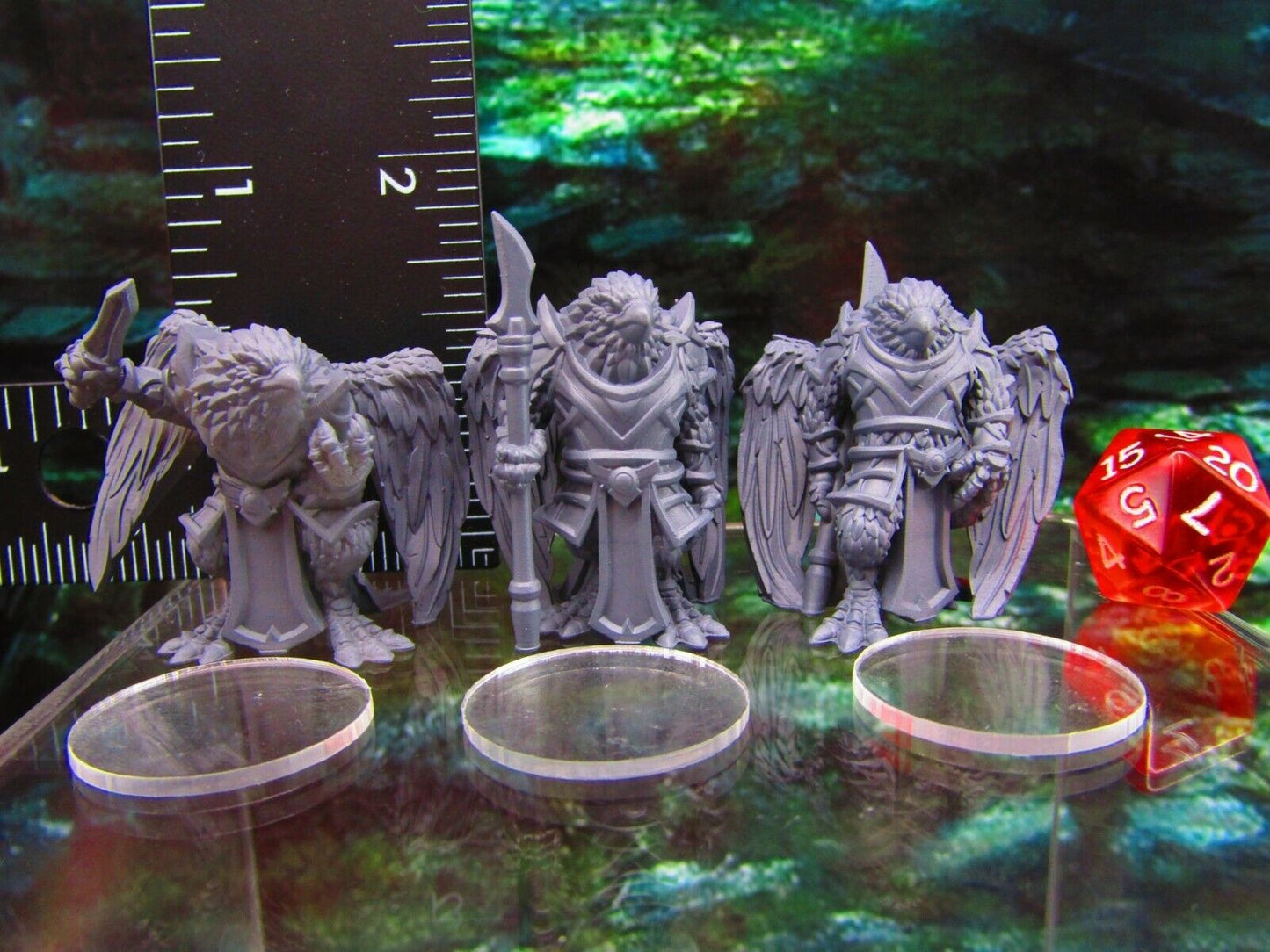 3pc Aarakocra Birdmen Warriors Mini Miniatures 3D Printed Model 28/32mm Scale