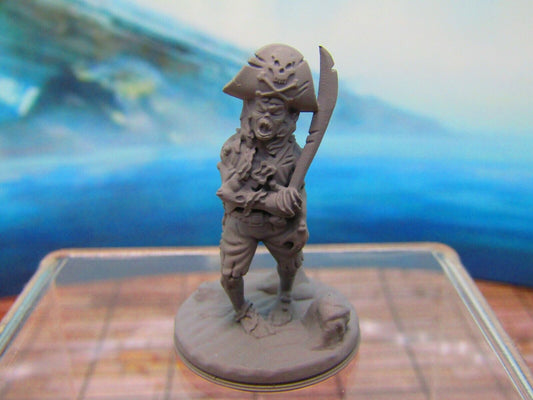 Undead Pirate Captain for Ghost Ship Crew Mini Miniature 3D Printed Model 28/32m