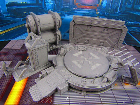 8 pc Space Ship Hangar Starfighter Landing & Service Bay Scenery Scatter Terrain