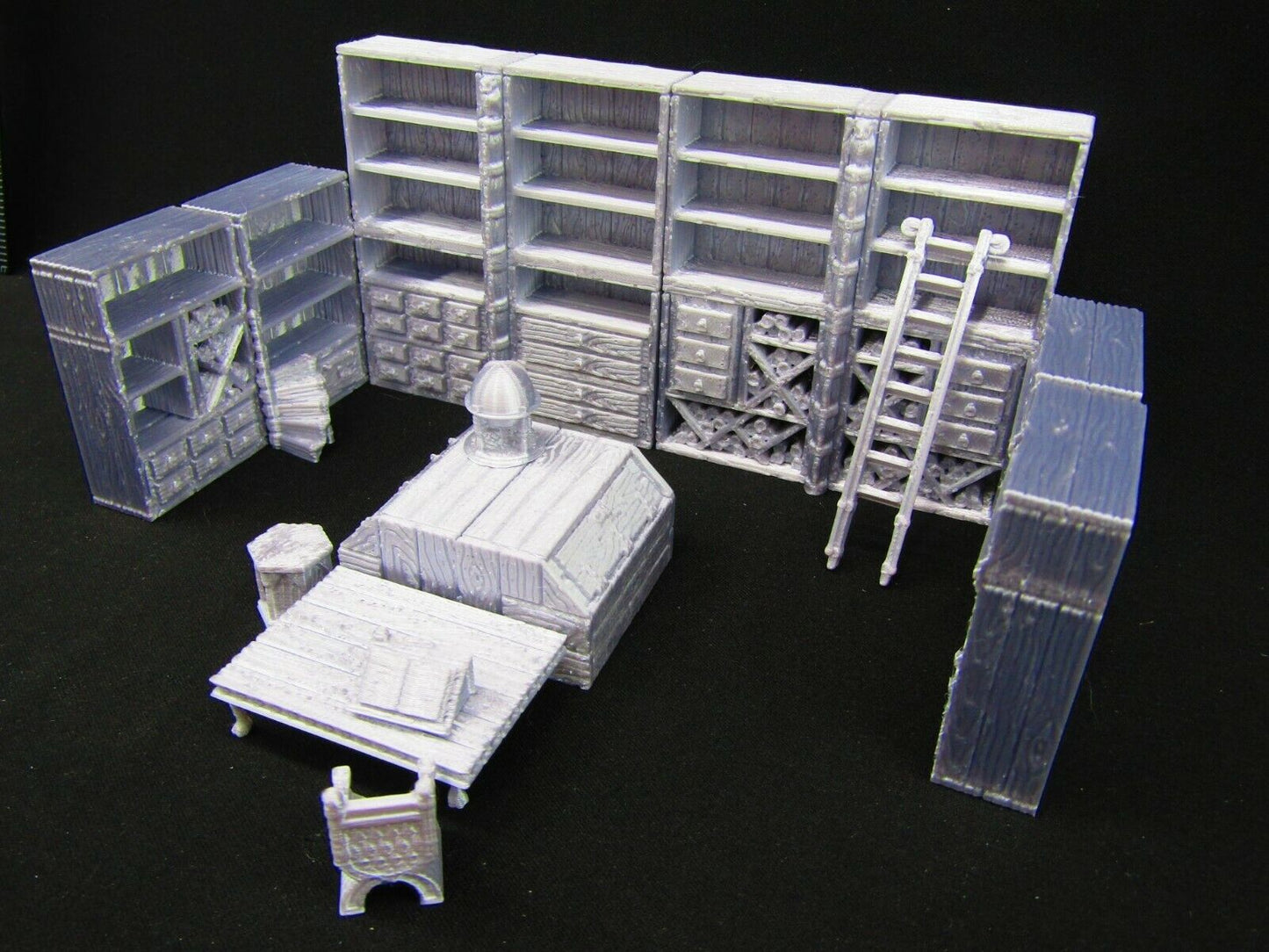 16pc Small Library Book Shelves Scatter Terrain Scenery 3D Printed Mini