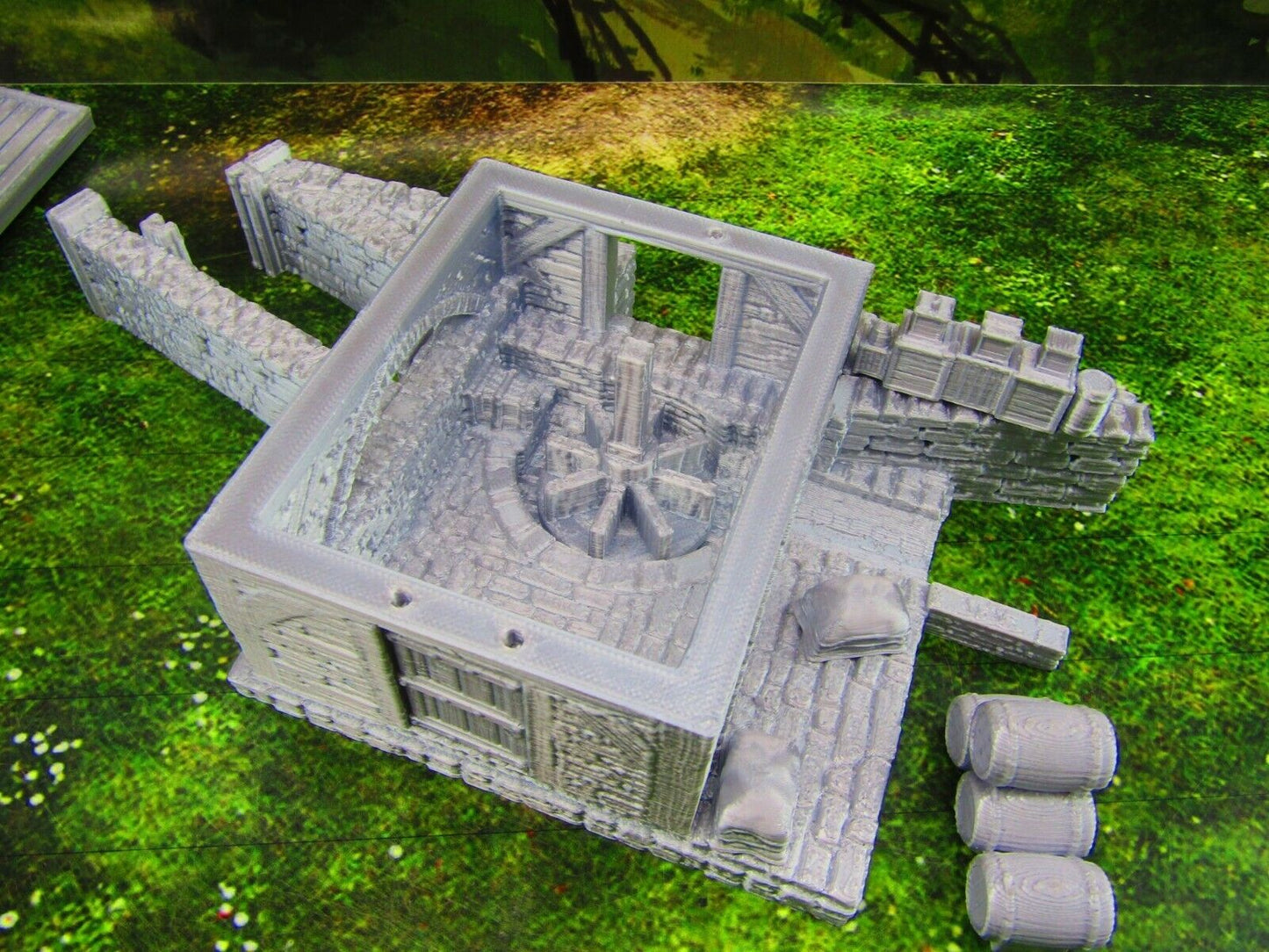 2 Floor Large River Grist Mill Grainery Scatter Terrain Scenery 3D Printed Model