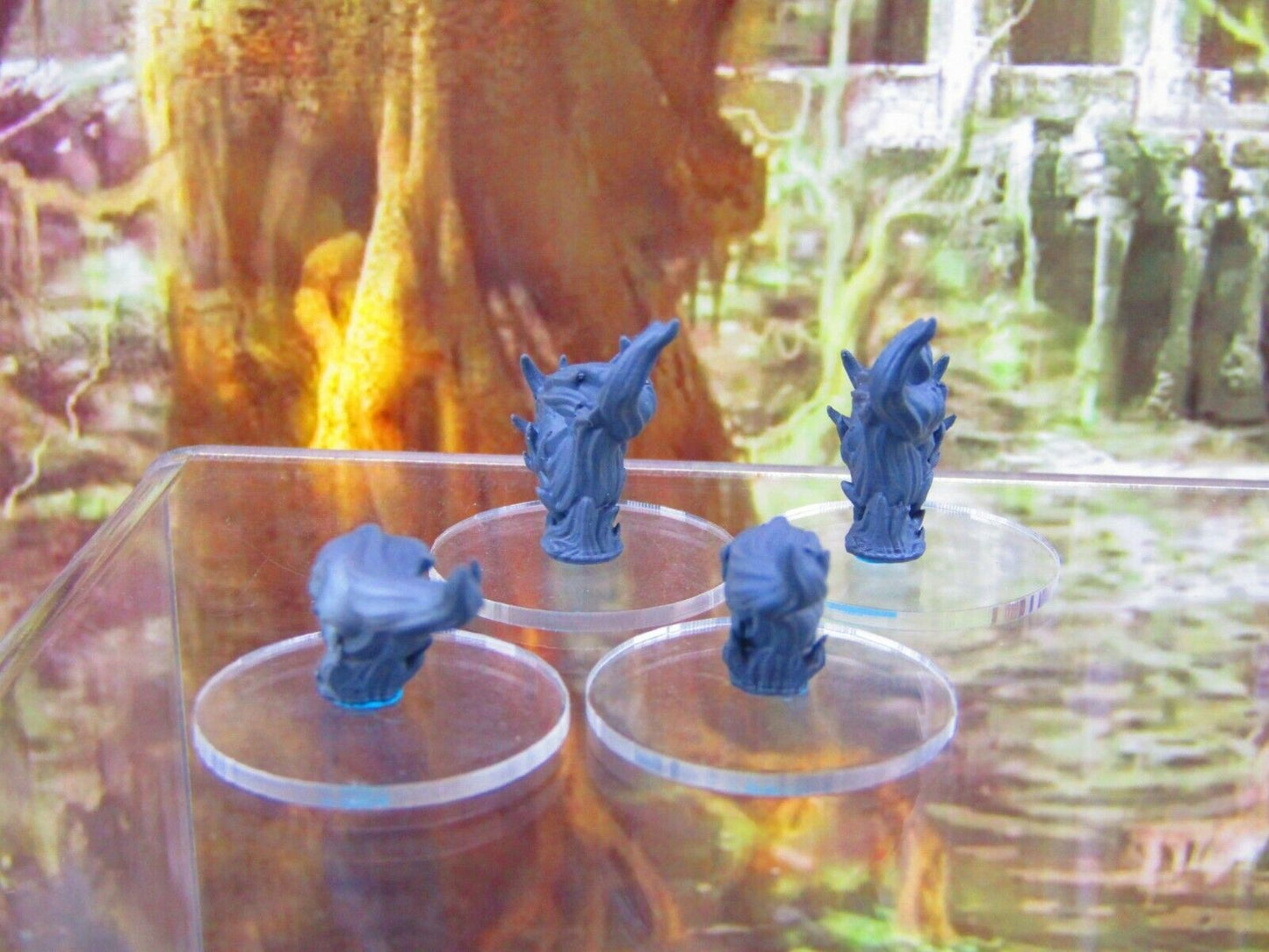 4pc Flaming Skulls Set Mini Miniatures 3D Printed Resin Model Figure 28/32mm