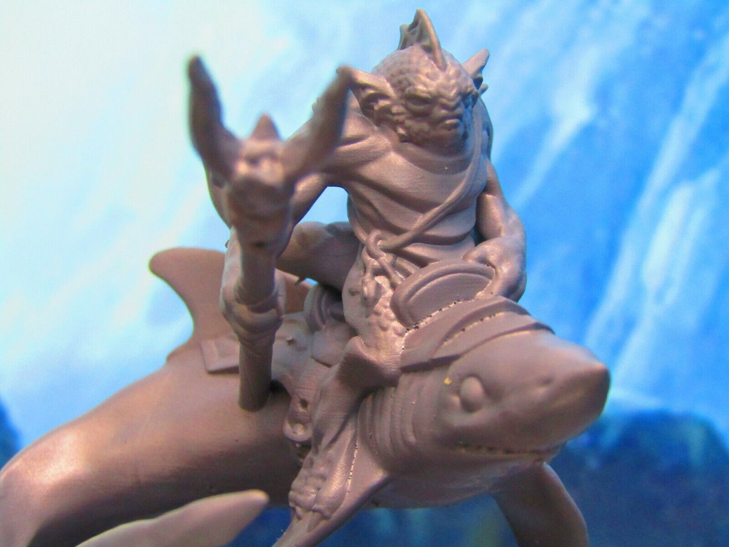 Sea Devil Rider on Shark Mount Mini Miniature Figure 3D Printed Model 28/32mm
