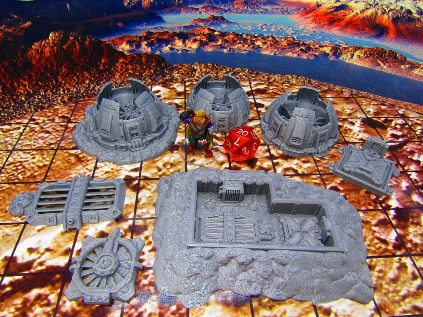7 pc Underground Bunker Ventilation Terrain Scenery Miniature 3D Printed
